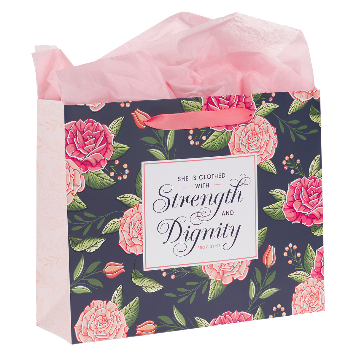 Strength And Dignity Floral Large Landscape Gift Bag With Card