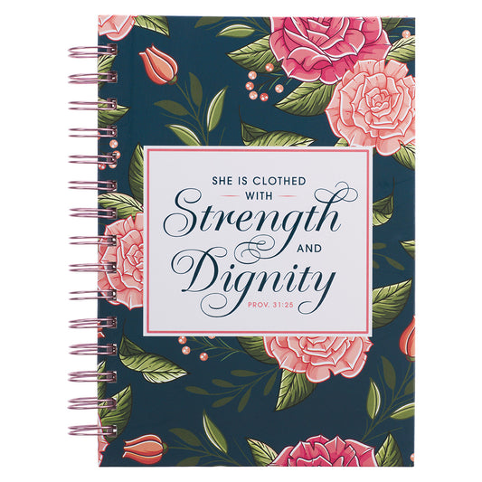 Strength & Dignity Navy Large Hardcover Wirebound Journal