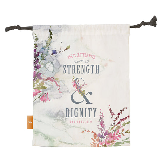 She Is Clothed With Strength And Dignity (Large Drawstring Bag)